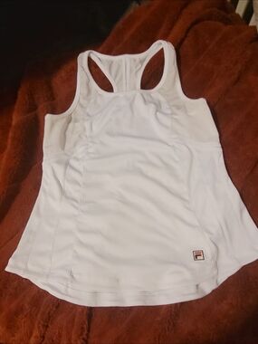 Fila White Racerback Athletic Tank with Logo